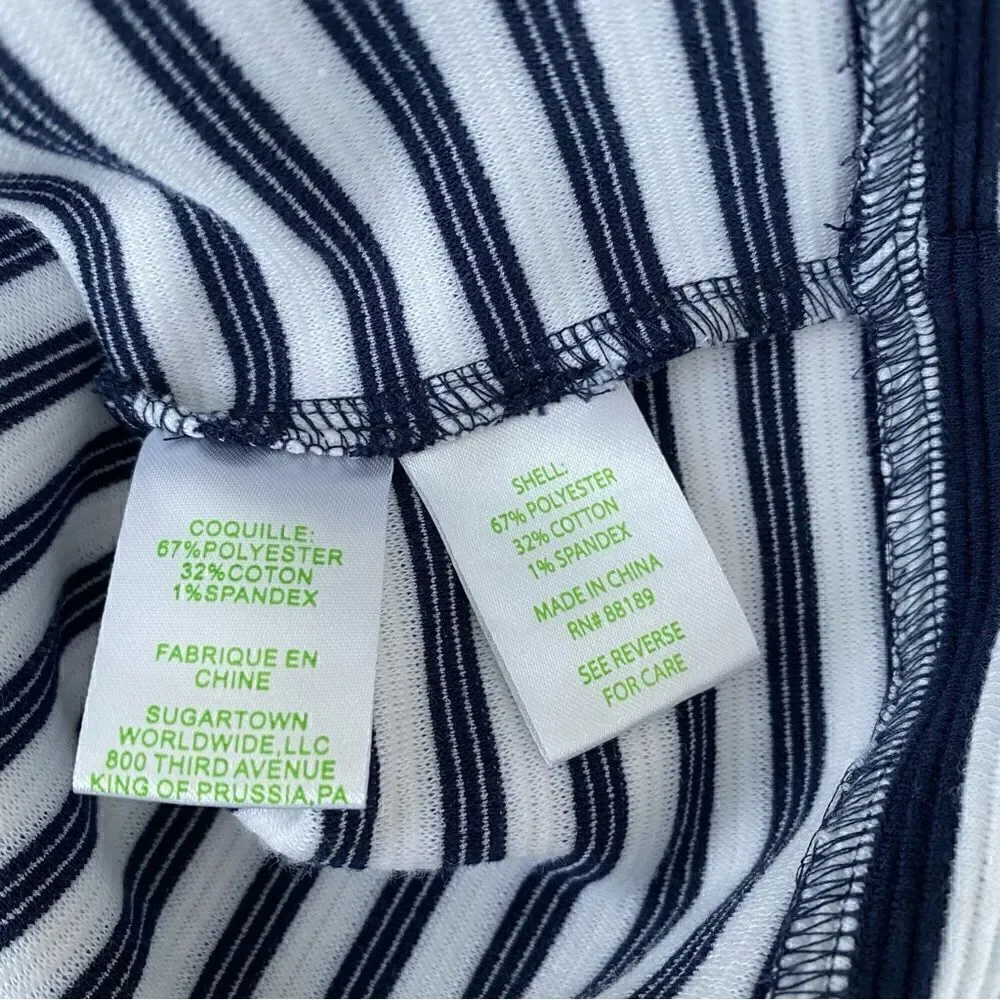 Lilly Pulitzer Charlene Mini Shift Dress Size Small Navy Stripe 3/4 Sleeves